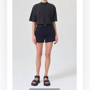 NEW AGOLDE dee high rise rolled hem short in slow burn